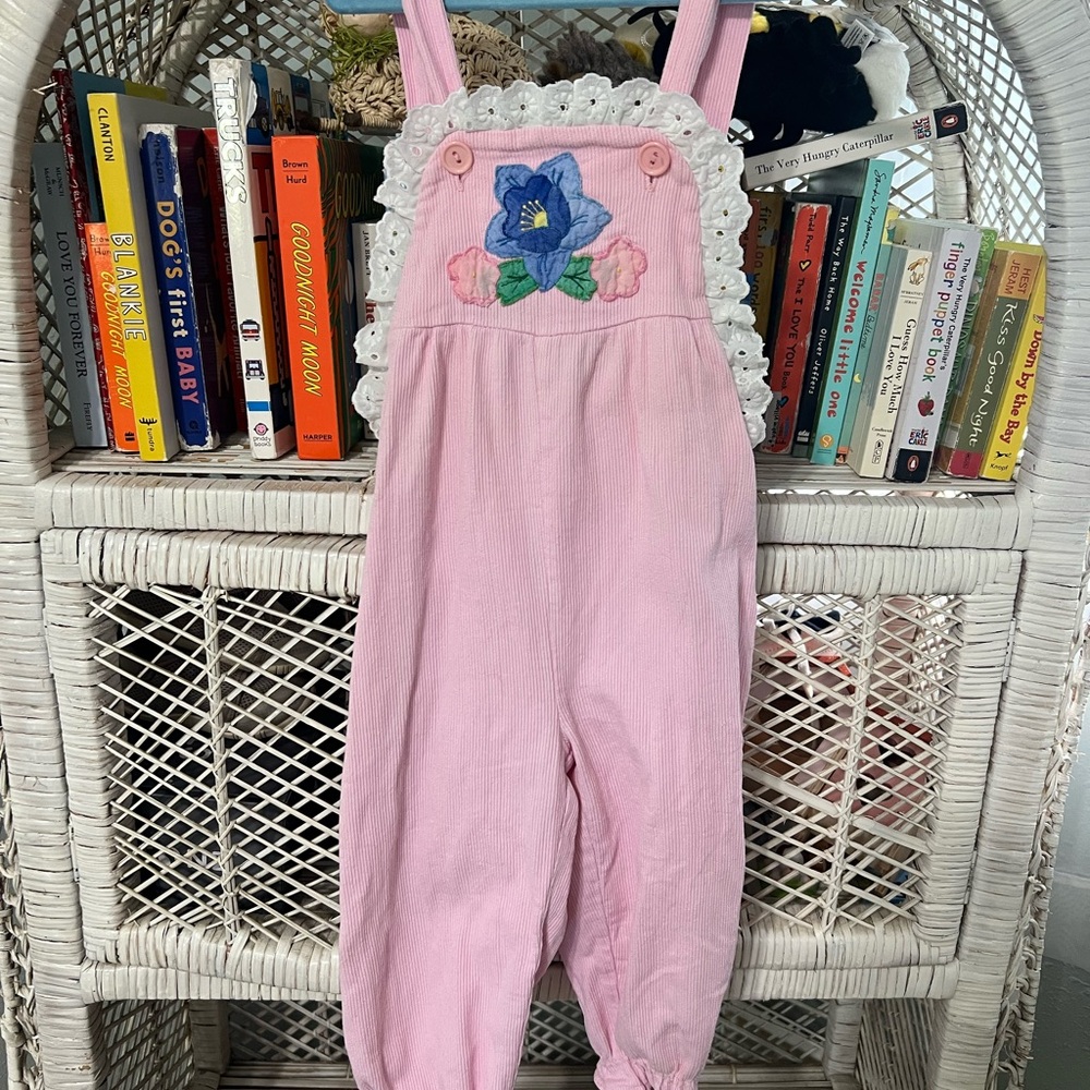Handmade vintage floral toddler overalls
